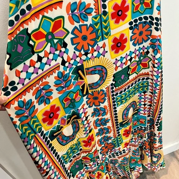 Paper Heart Anthropologie Aztec Sunrise Open Back Maxi Dress Size XL - Picture 4 of 7